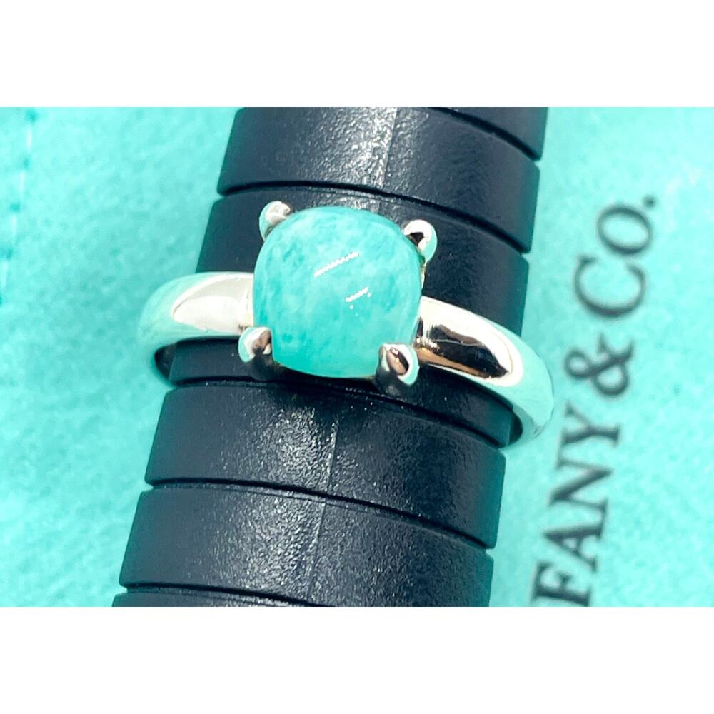 Tiffany & Co. Paloma Picasso 7mm Amazonite Sugar Stacks Ring - Size 6.75 - Picture 10 of 16